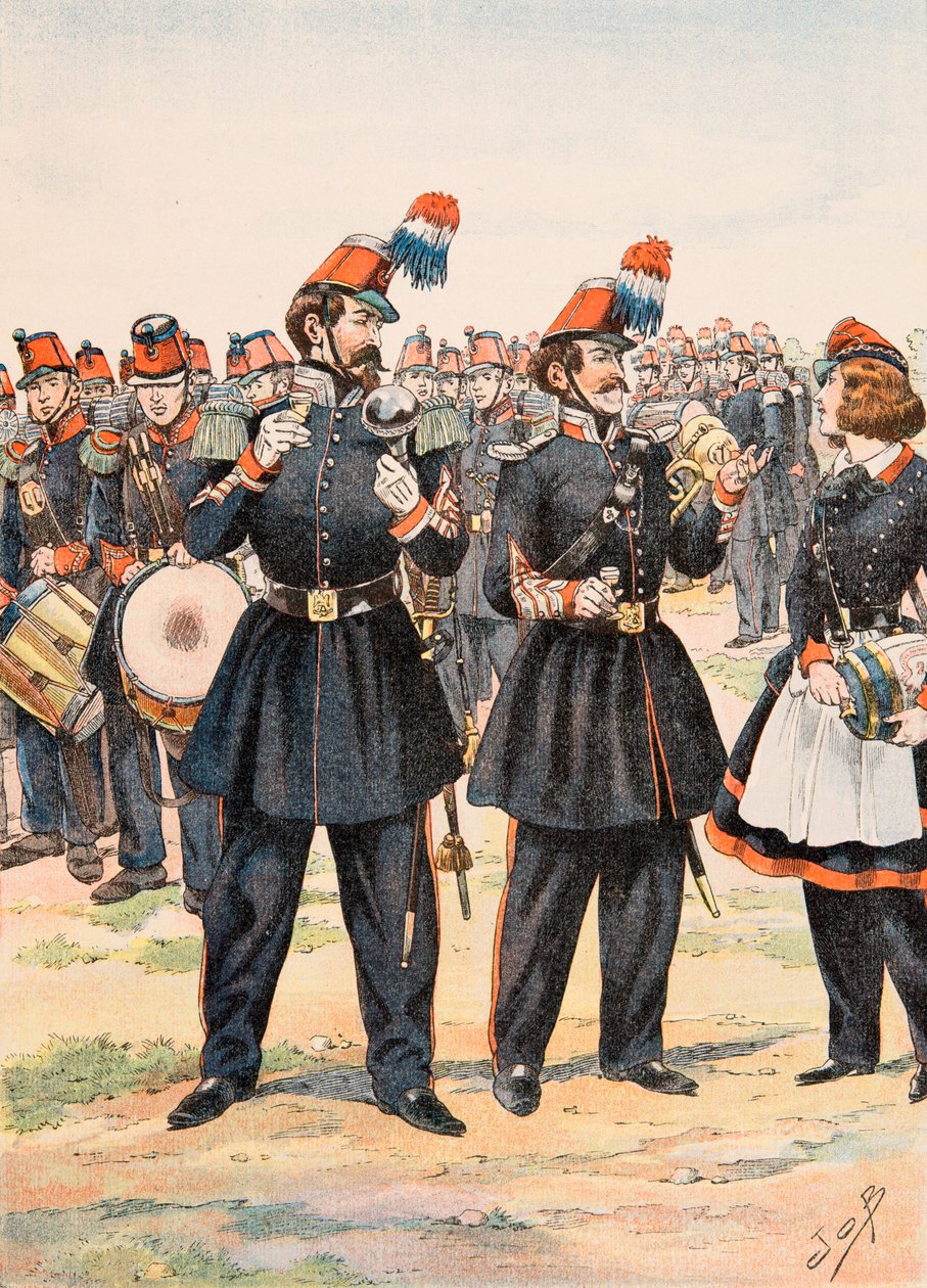 Jacques Marie Gaston Onfroy de Breville dit JOB (1858-1931) - Alltid de franska truppernas outfit: Tambour Major, dirigent för musik och cantiniere för Moblie Guard av pseudonym for Onfray de Breville Jacques Job