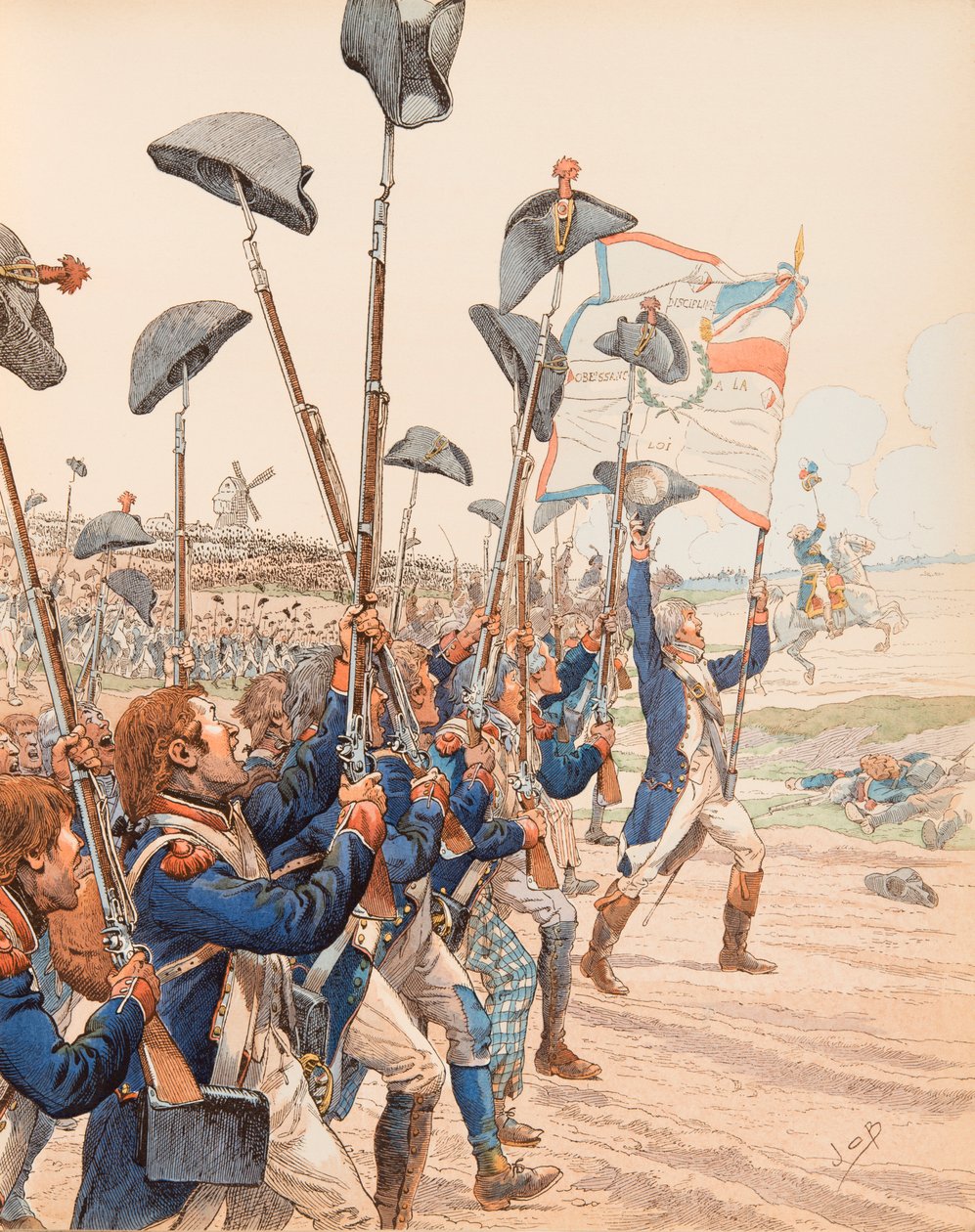Jacques Marie Gaston Onfroy de Breville dit JOB (1858-1931) - Slaget vid Valmy 1792 under franska revolutionskrigen, privat samling av pseudonym for Onfray de Breville Jacques Job