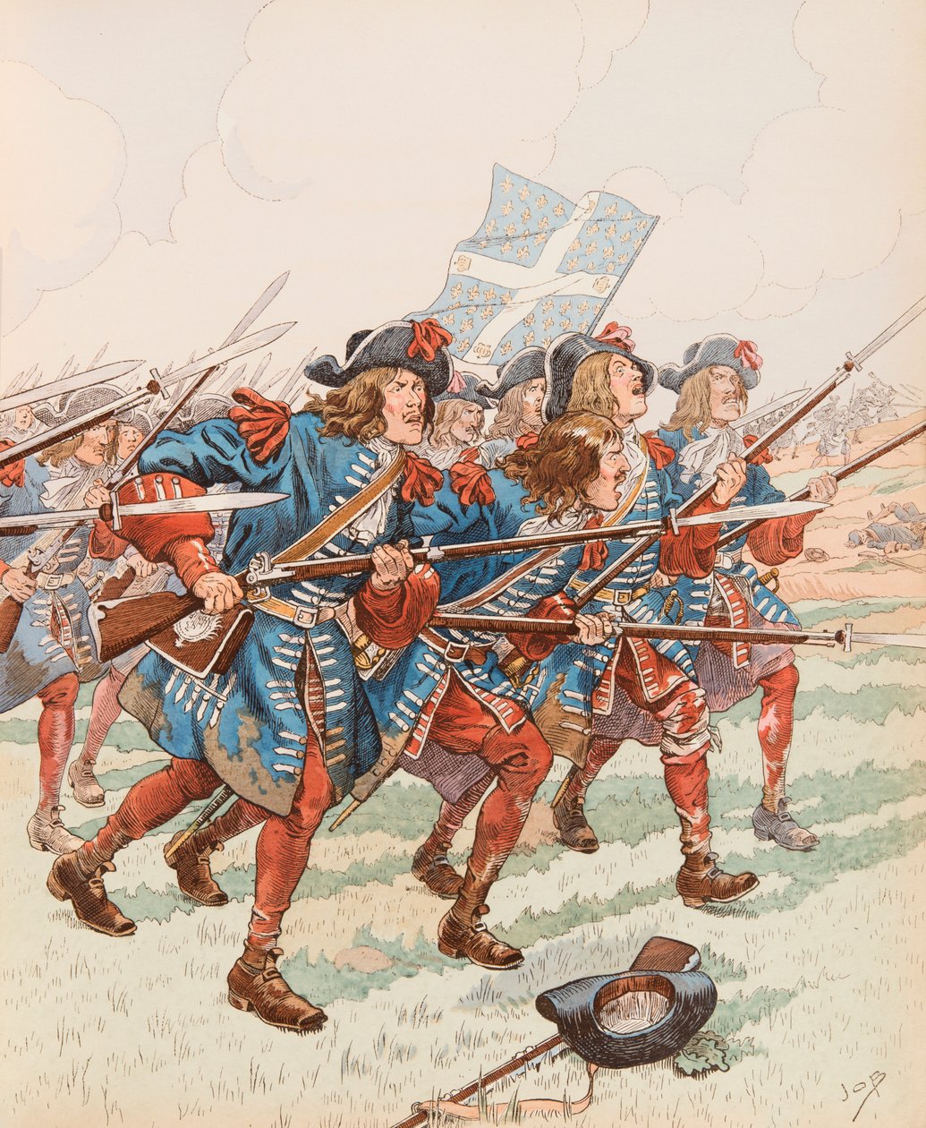 Jacques Marie Gaston Onfroy de Breville dit JOB (1858-1931) - The First Baionette (Military Charge in the Time of Louis XIII av pseudonym for Onfray de Breville Jacques Job