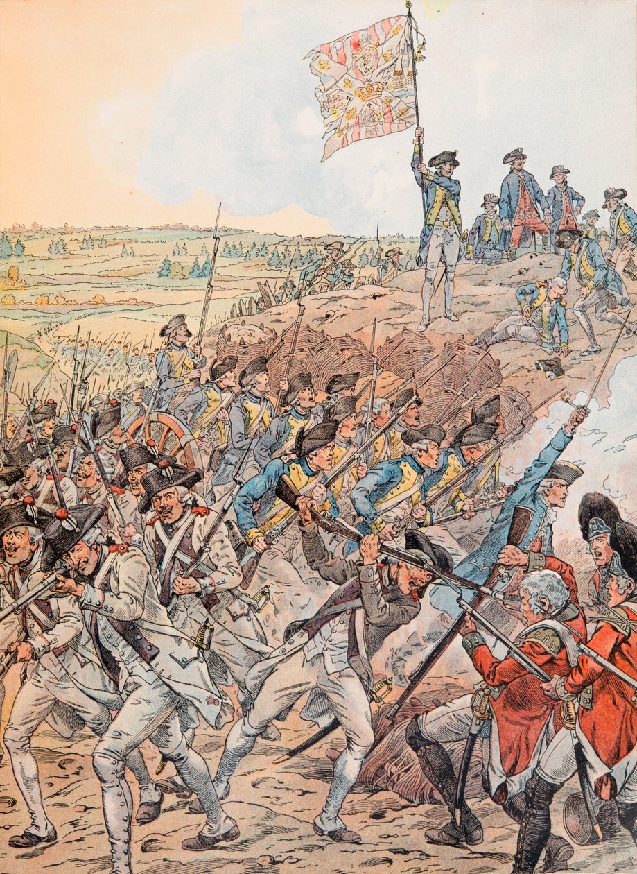 Jacques Marie Gaston Onfroy de Breville dit JOB (1858-1931) - Fransmännen under slaget vid Yorktown i oktober 1781 under frihetskriget, privat samling av pseudonym for Onfray de Breville Jacques Job