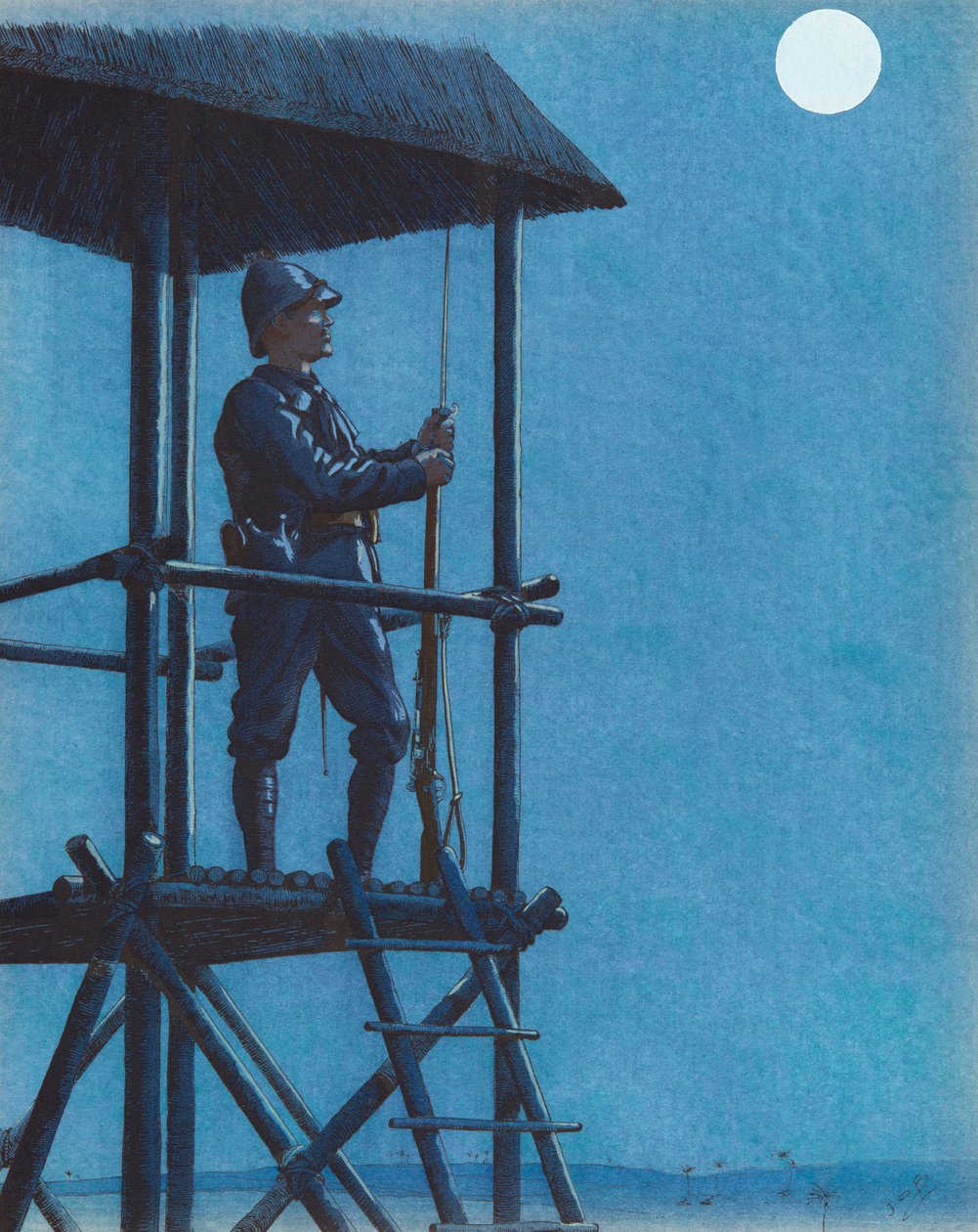 Jacques Marie Gaston Onfroy de Breville dit JOB (1858-1931) - The Porsouin (marininfanterisoldat på vakt), privat samling av pseudonym for Onfray de Breville Jacques Job