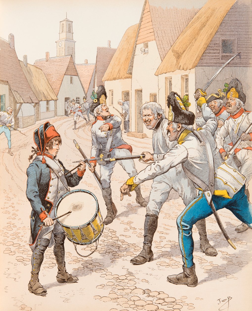 Jacques Marie Gaston Onfroy de Breville dit JOB (1858-1931) - Den lilla trumman av Wattignies 1793 (Trumman Stroh (Strauh) föll under österrikarnas slag under striden), Privat samling av pseudonym for Onfray de Breville Jacques Job