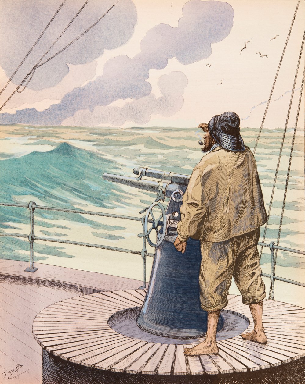 Jacques Marie Gaston Onfroy de Breville dit JOB (1858-1931) - Trålaren (valfångstseglare), Privat samling av pseudonym for Onfray de Breville Jacques Job