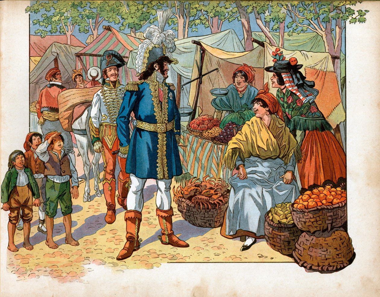 Joachim Murat (1767-1815) på trappan i Spanien. Gravyr av Jacques Marie Gaston Onfray de Breville dit Job (1858-1931) av pseudonym for Onfray de Breville Jacques Job
