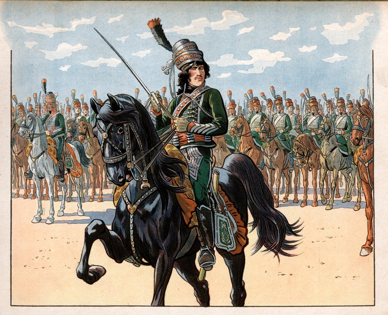 Joachim Murat (1767-1815) då överste under det italienska fälttåget. Gravyr av Jacques Marie Gaston Onfray de Breville dit Job (1858-1931) av pseudonym for Onfray de Breville Jacques Job