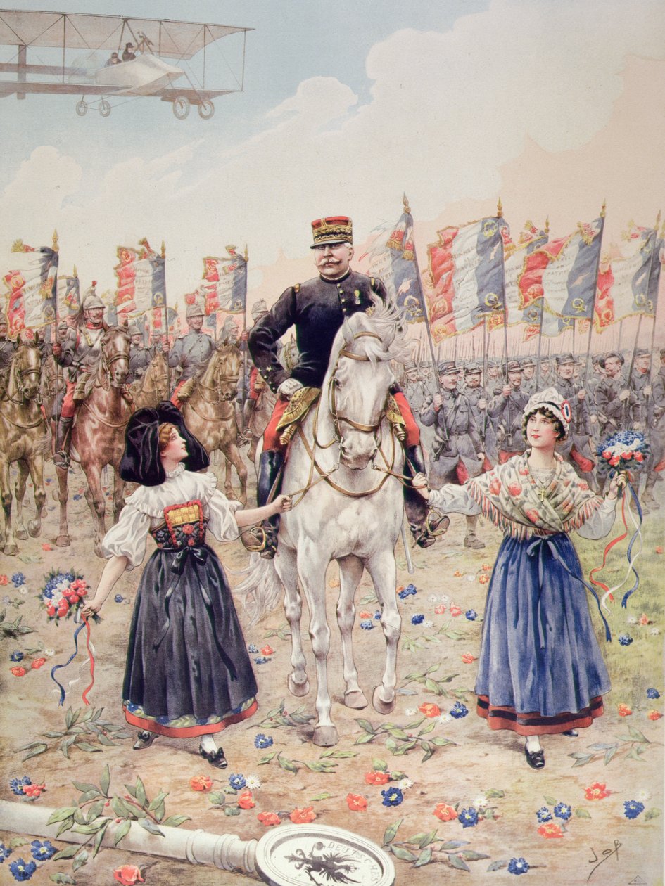 Marskalk Ferdinand Foch (1851-1929) befriaren (färg litho) av pseudonym for Onfray de Breville Jacques Job