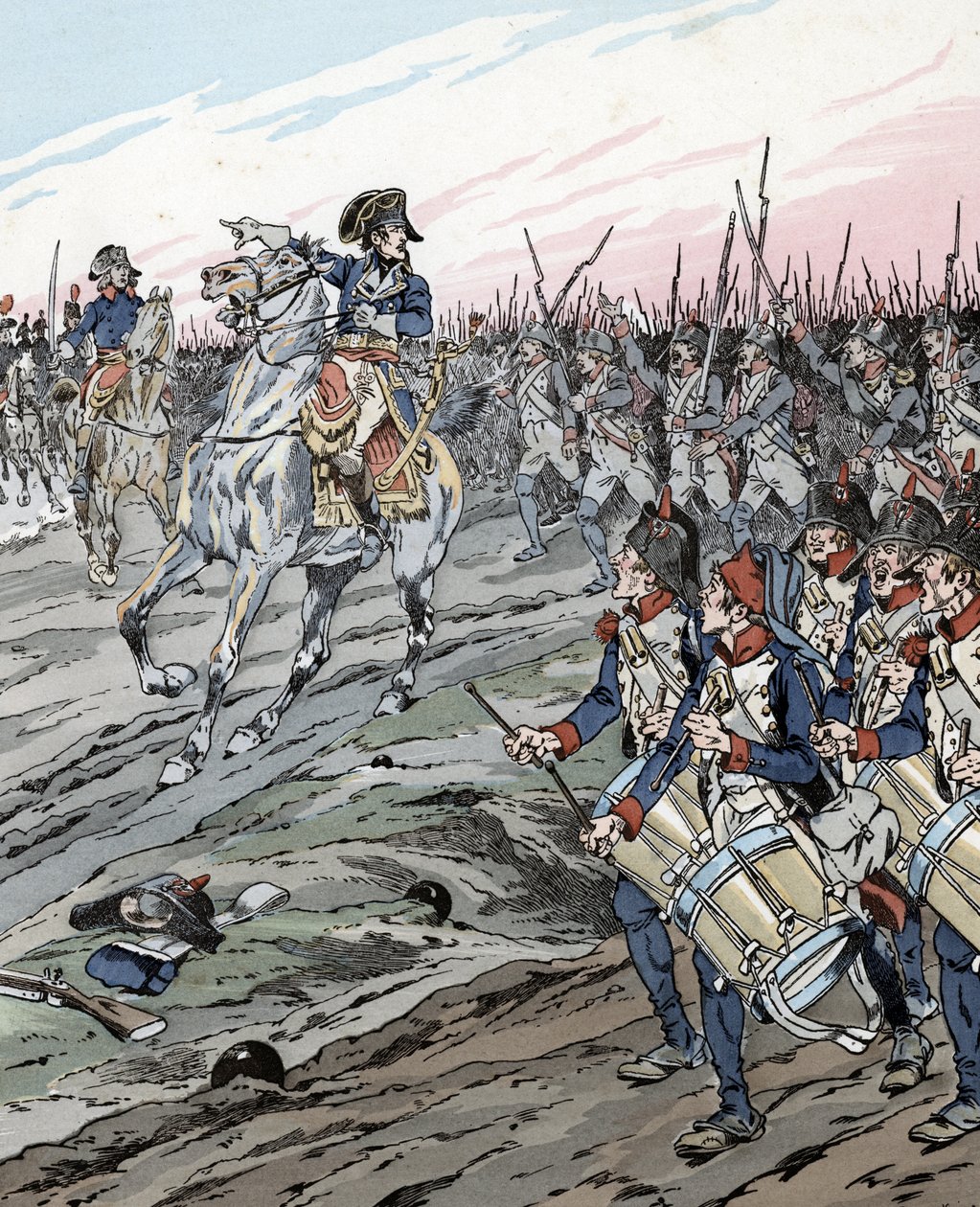 Napoleon Bonaparte under slaget vid Marengo (1800) av pseudonym for Onfray de Breville Jacques Job