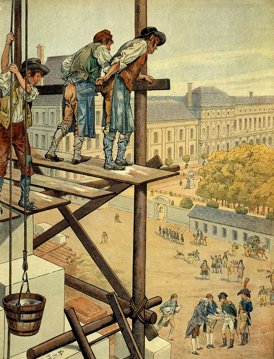 Napoleon I Bonaparte (1769-1821) uppmärksam på de arkitektoniska och urbana verken av förbindelsen mellan Louvren och Palais des Tuileries i Paris med Place och Rue de Rivoli som började 1802 och återkallade namnet på slaget som ägde rum av pseudonym for Onfray de Breville Jacques Job
