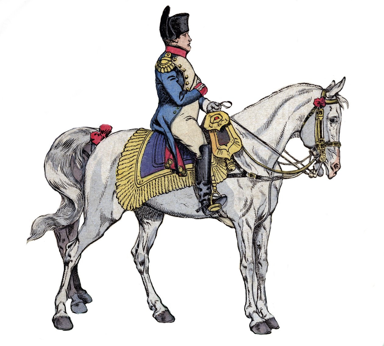 Napoleon till häst - litografi av Job (Jacques Onfroy de Breville) från "" Le Grand Napoleon des Petites Enfants""" 1893 av pseudonym for Onfray de Breville Jacques Job