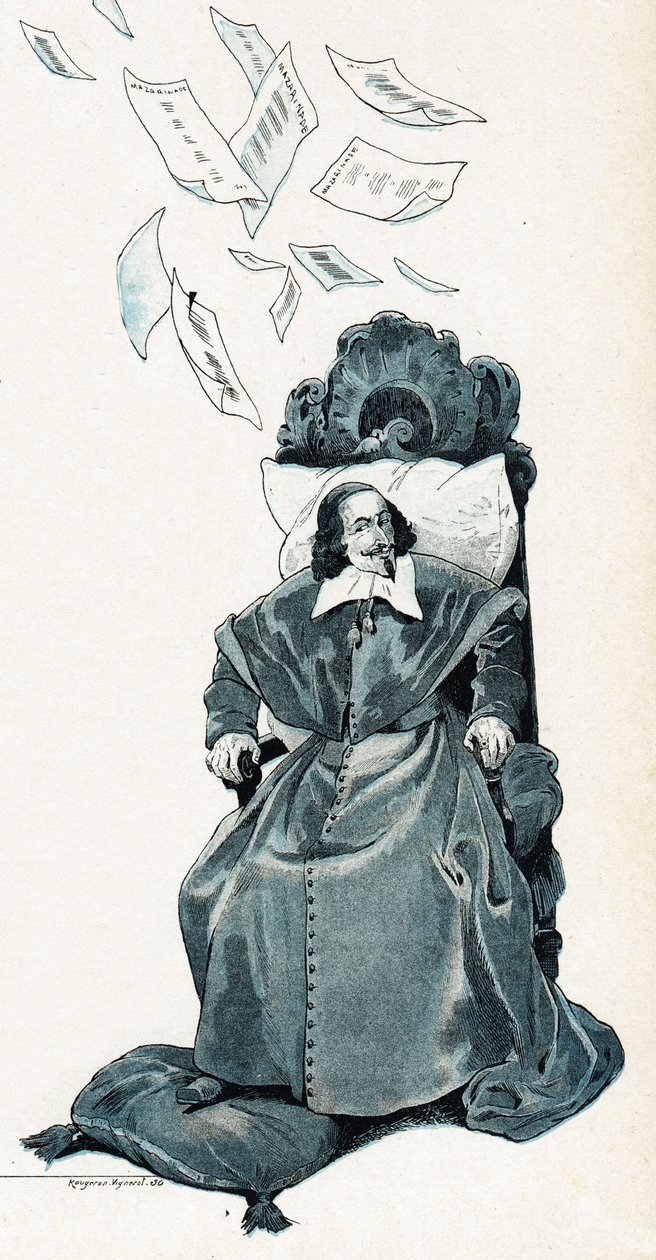 Porträtt av kardinal Jules Mazarin (Giulio Raimondo Mazzarino eller Mazarino av pseudonym for Onfray de Breville Jacques Job
