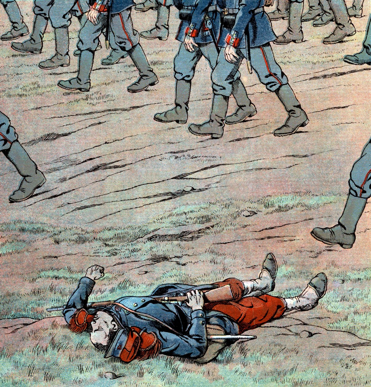 Preussar invaderar Frankrike: fransk död soldat av pseudonym for Onfray de Breville Jacques Job