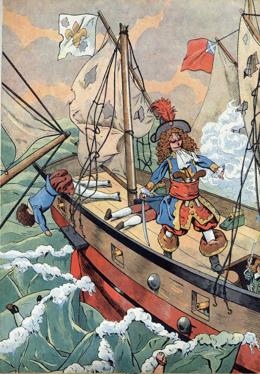 Scen i Frankrikes historia i leksaker: Den franske sjömannen, kaptenen Jean Bart (1650-1702) med sin son redo att sätta eld på krutet i händelse av en kollision. I “” Joujoux a l