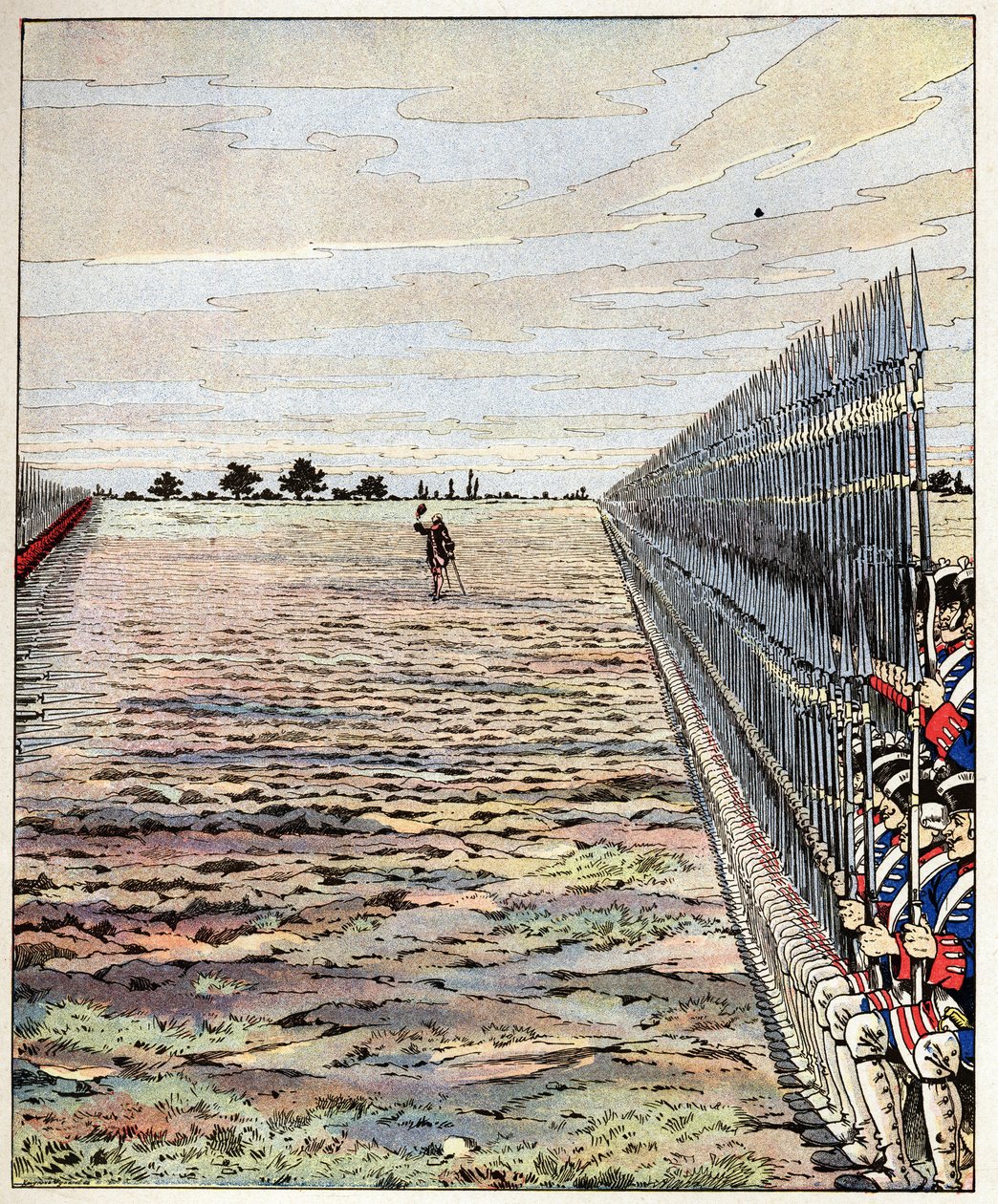 Skjut de första, herrar engelska orden av greven av Auteroche uttalade i slaget vid Fontenoy den 11/05/1745 under det österrikiska tronföljdskriget (1740-1748). Illustration av Job (Jacques Marie Gaston Onfray och Breville) (Jacques-Marie) (185) av pseudonym for Onfray de Breville Jacques Job