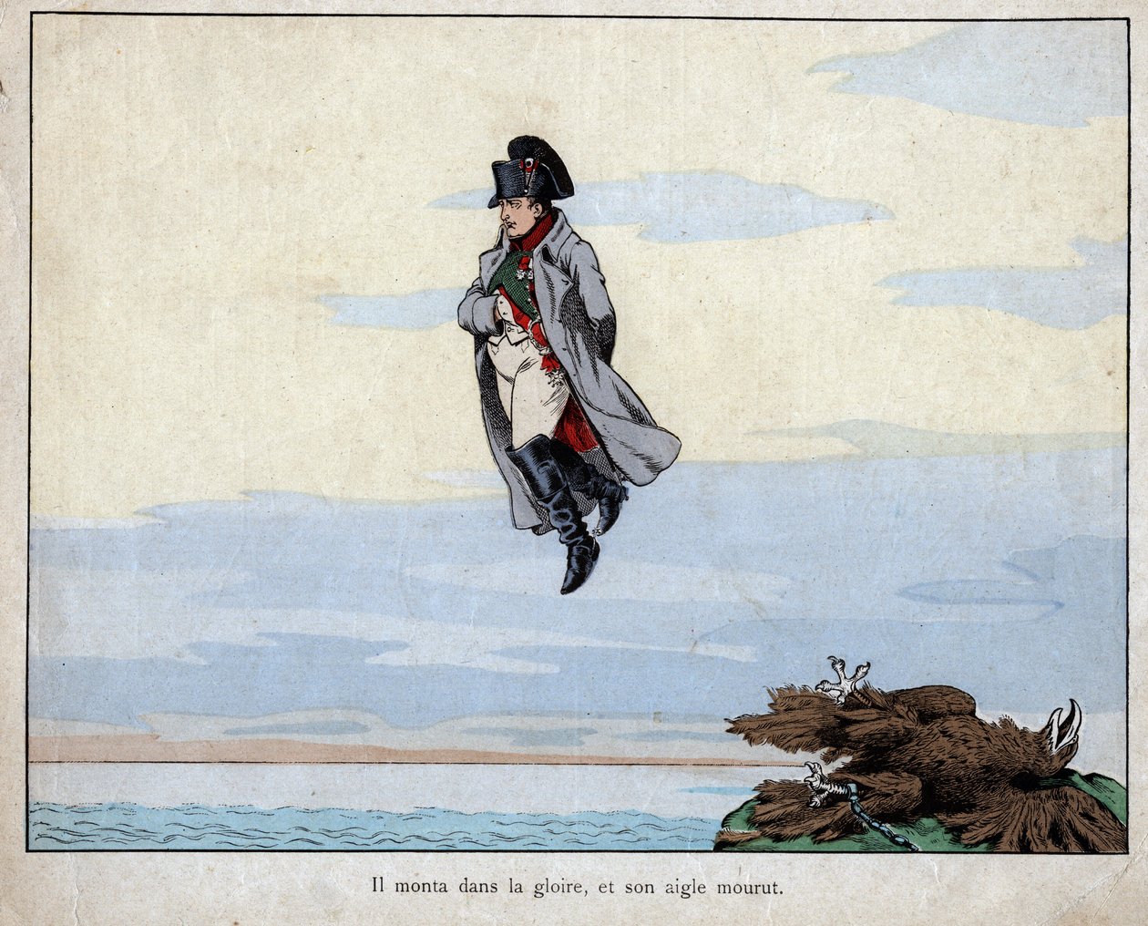Napoleons död, 5 maj 1821 - litografi av Job (Jacques Onfroy de Breville) från "Le Grand Napoleon des Petites Enfants""" 1893 av pseudonym for Onfray de Breville Jacques Job