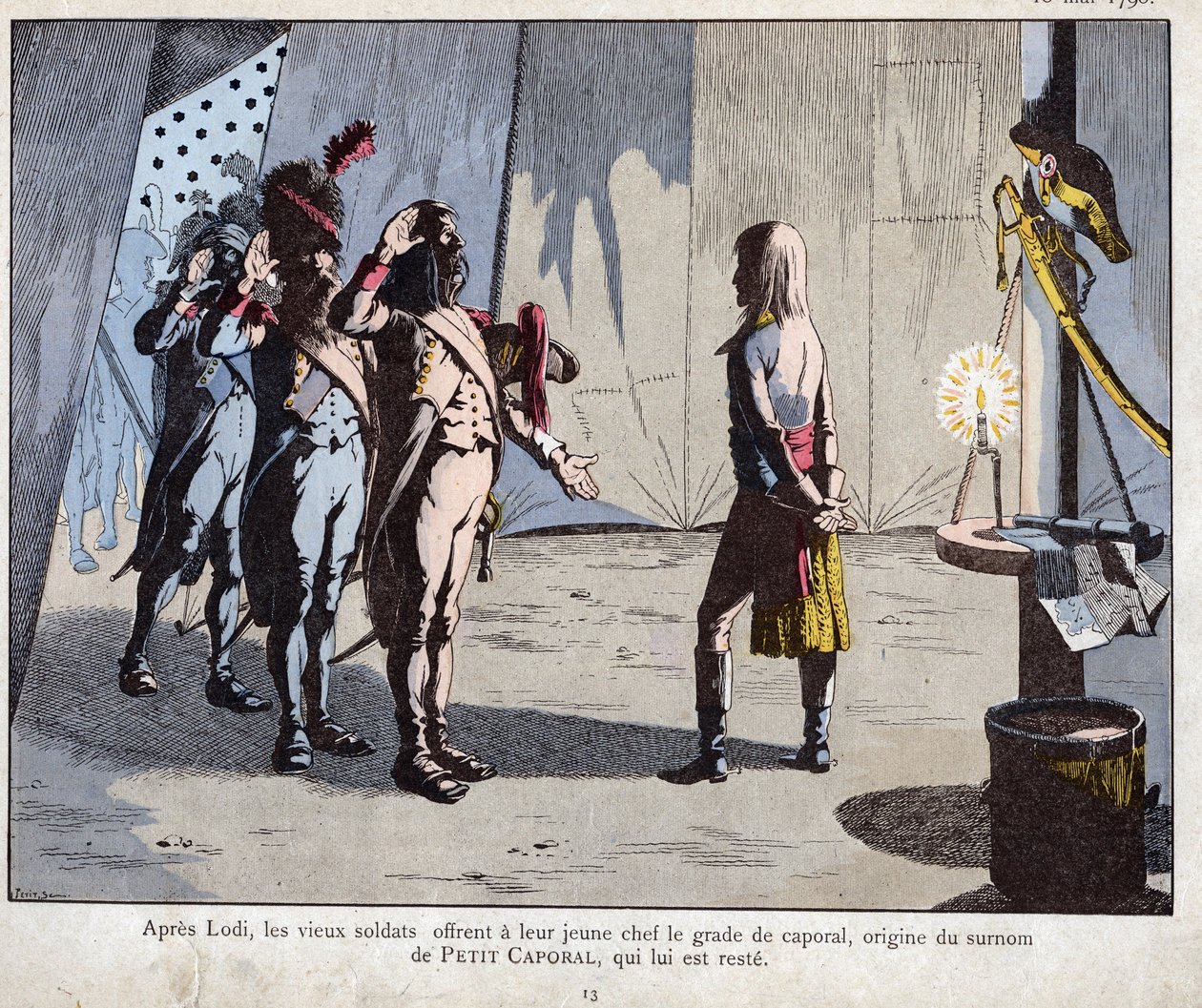 Den italienska arméns gamla soldater döpte Bonaparte till korpral efter slaget vid Lodi av pseudonym for Onfray de Breville Jacques Job
