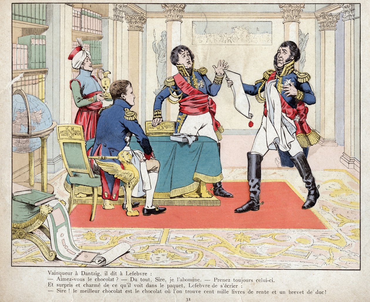 Vainqueur a Dantzig, il dit a Lefebvre: "Napoleon och Lefebvre vid belägringen av Danzig, 24 maj 1807" litografi av Job av pseudonym for Onfray de Breville Job
