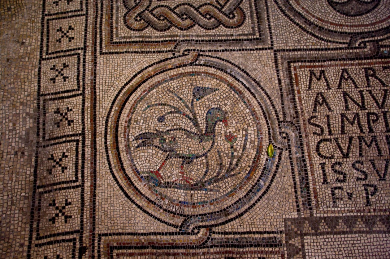 Detalj av golvdekoration (mosaik) av School Italian