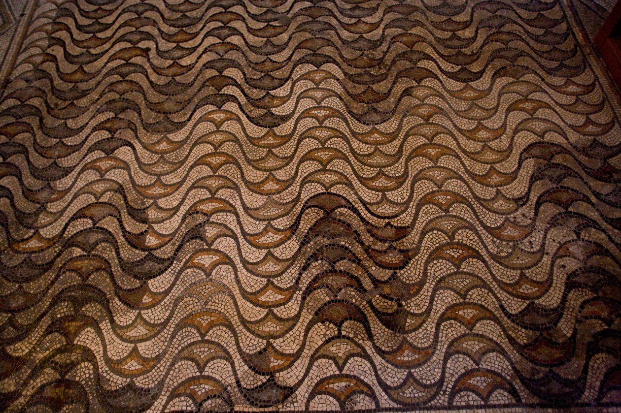 Detalj av golvdekoration (mosaik) av School Italian
