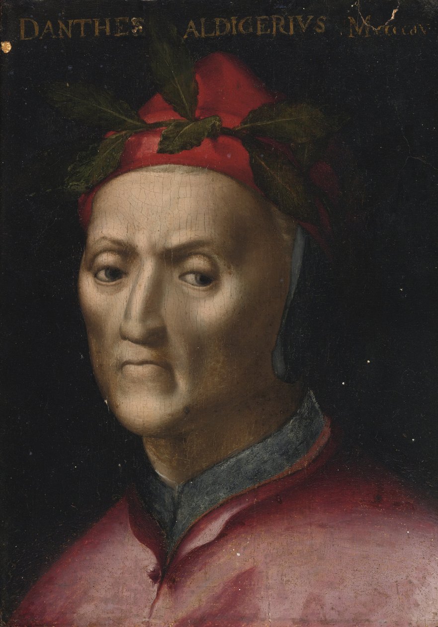 Porträtt av Dante Alighieri 1265-1321 av second half 16th cen. Italian