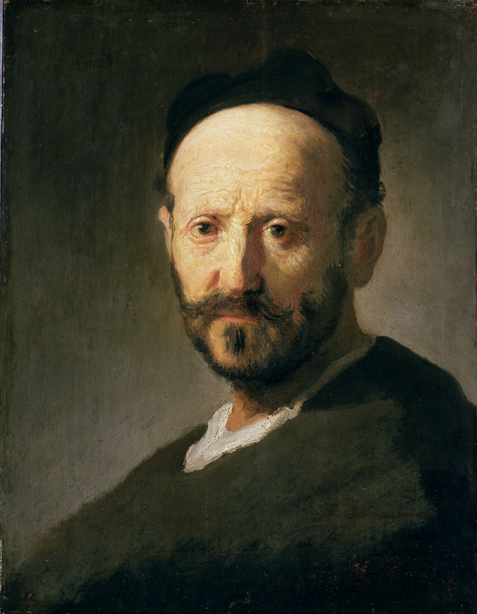 Head of a Man wearing a Cap  av studio of Rembrandt Harmensz. van Rijn