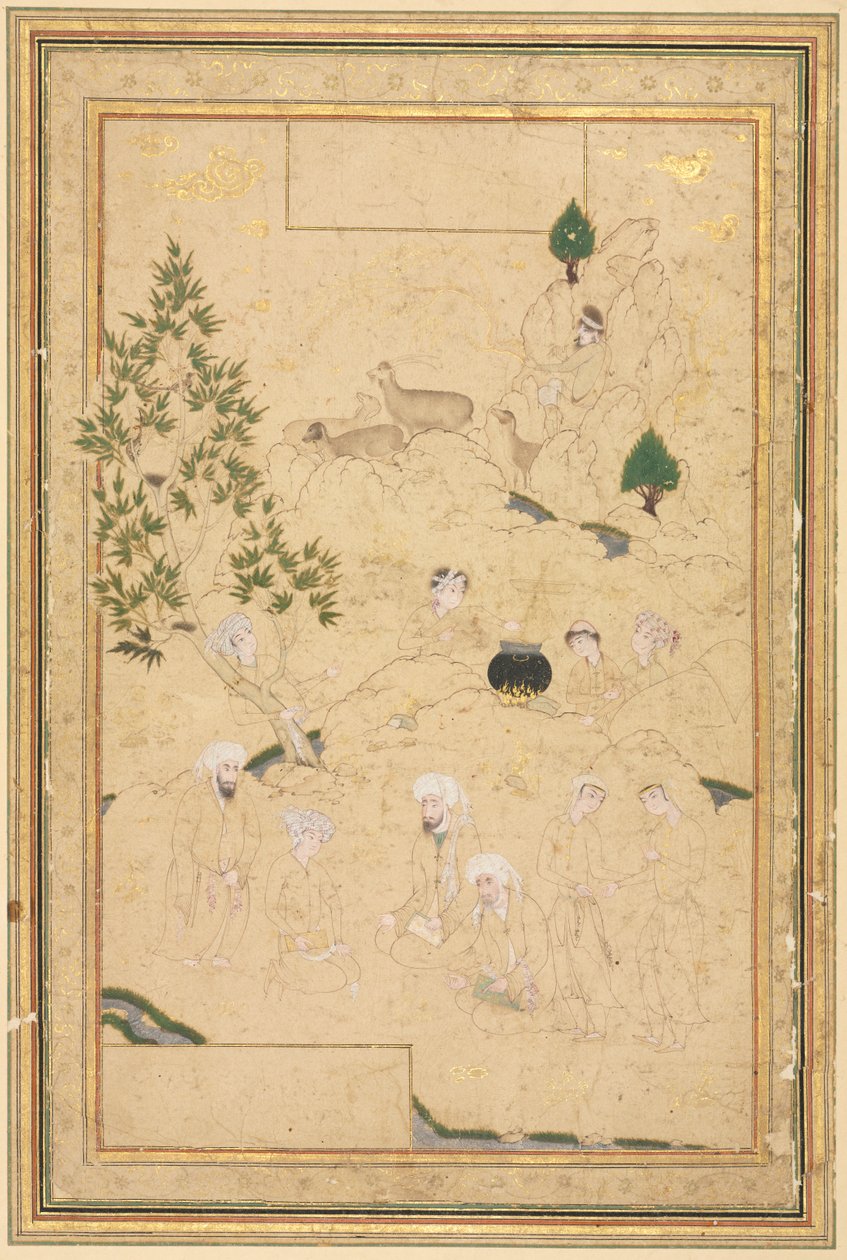 Picknick i bergen; En sida Illustration av style of Muhammadi