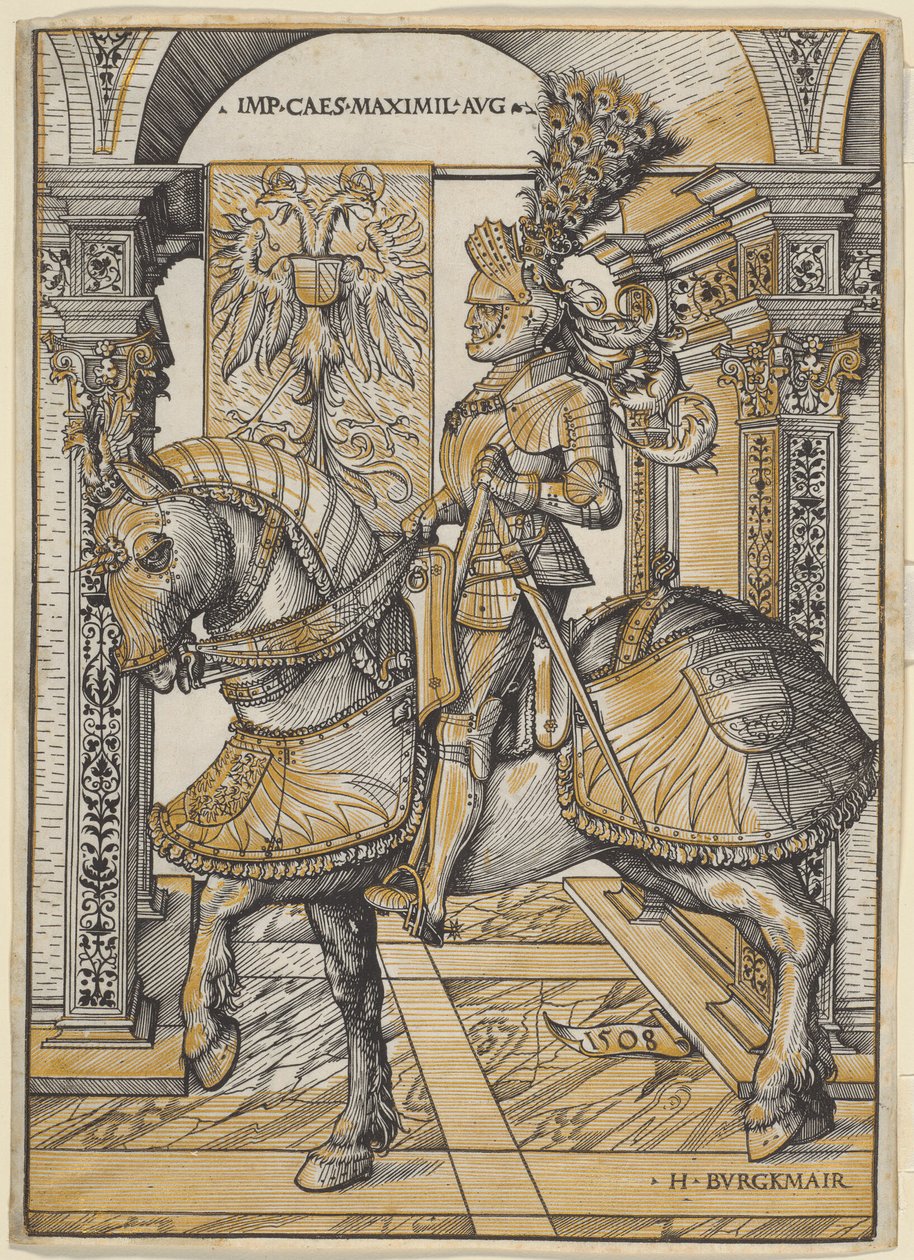 Ryttarporträtt av kejsaren Maximilian I av the Elder Hans Burgkmair