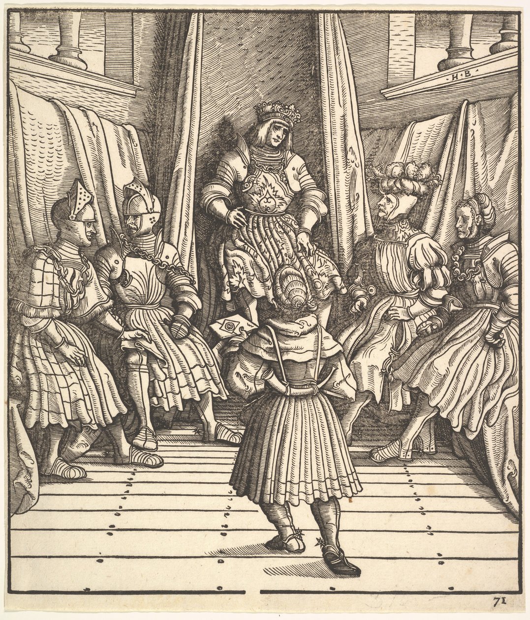 Illustration från den vita kungen Der Weiß König, 1400-1500-talet. av the Elder Hans Burgkmair