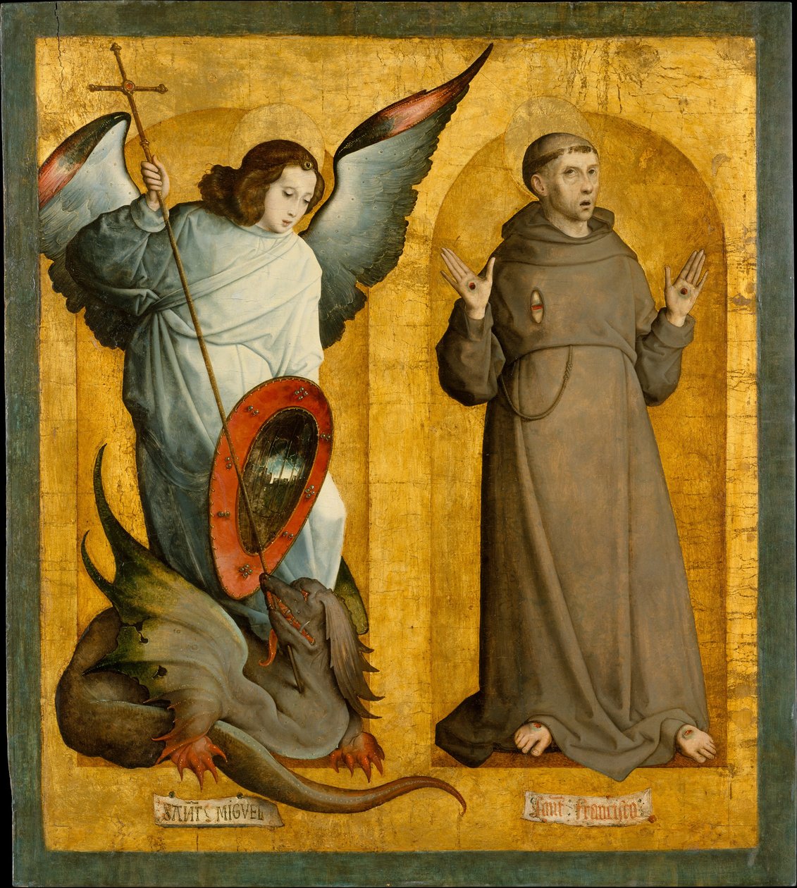 De heliga Mikael och Franciskus, ca. 1505-9. av the Elder Juan de Flandes
