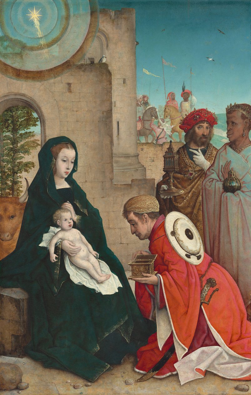 Tillbedjan av Magi, ca. 15081519. av the Elder Juan de Flandes