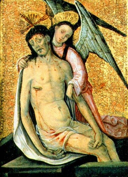 Den döde Kristus stödd av en ängel av the Elder Rodrigo de Osona