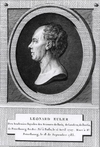 Porträtt av Leonard Euler (1707-83) (gravyr) (s/v foto) av the Younger Dupin