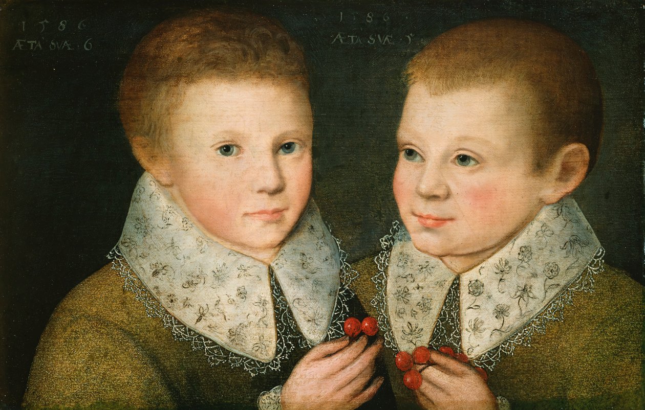 Porträtt av två bröder, 1586. av the Younger Marcus Gheeraerts