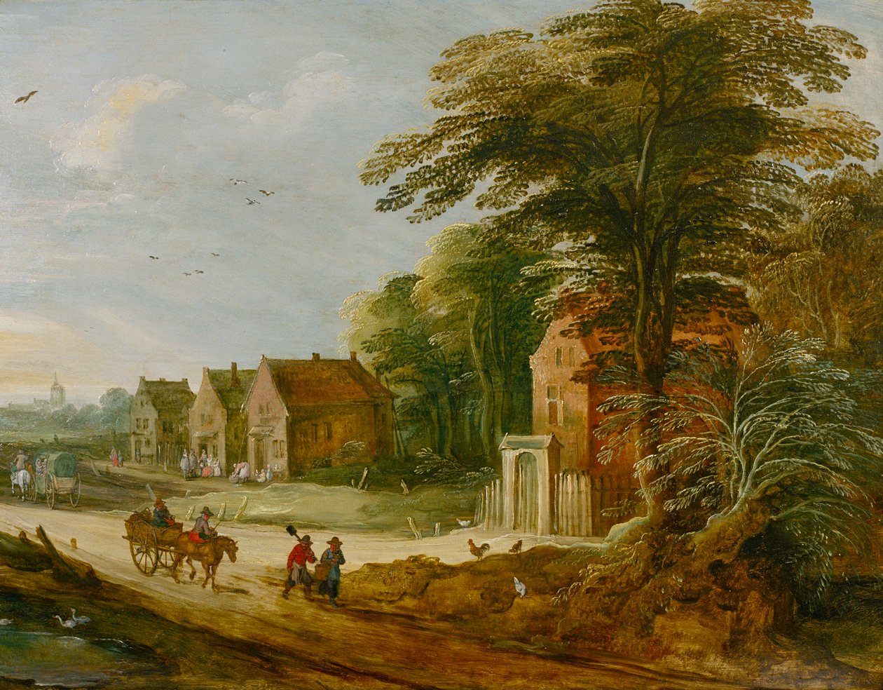 "Resenare som passerar en by", sent 1500-tal eller tidigt 1600-tal av the younger Joos de Momper
