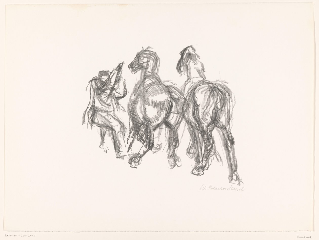 Människor och hästar av unknown (signed by artist)