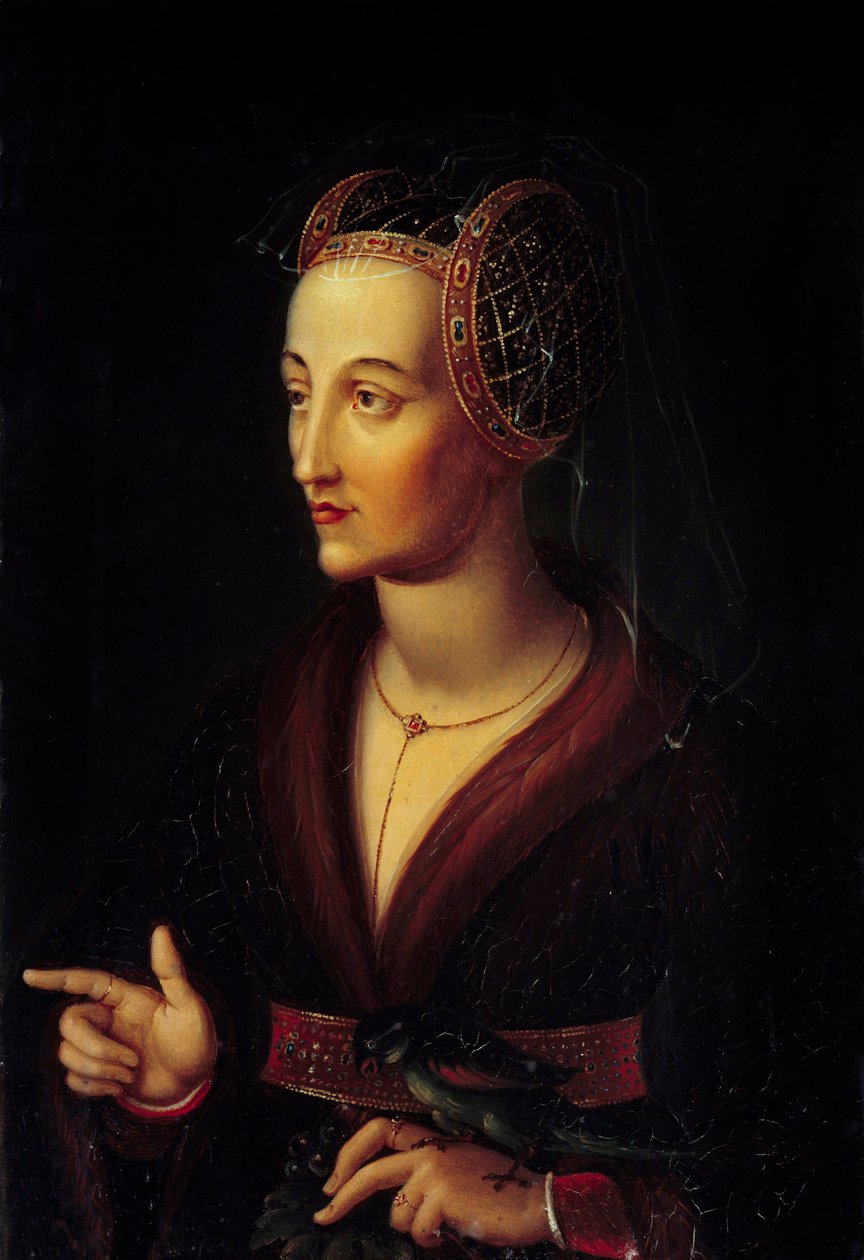 Porträtt av Isabella av Portugal, hertiginna av Bourgogne (1397-1472) Målning av Vincent Nicolas Raverat (1801-1865) 1800-talets sön. 0,43x0,3 m av vincent Nicolas Raverat