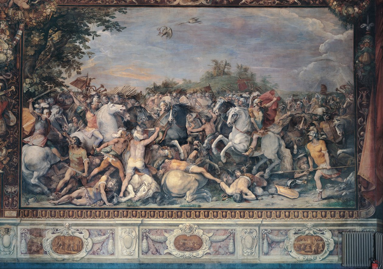 Battle against the inhabitants of Veii and Fidenae  av workshop of Giuseppe Cesari