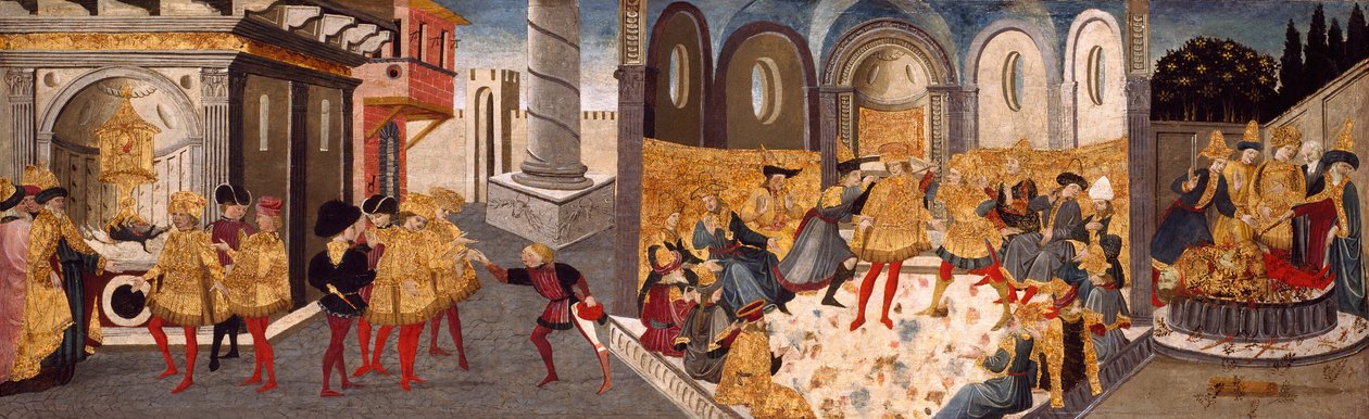 Mordet och begravningen av Julius Caesar, 145560 av workshop of Apollonio di Giovanni