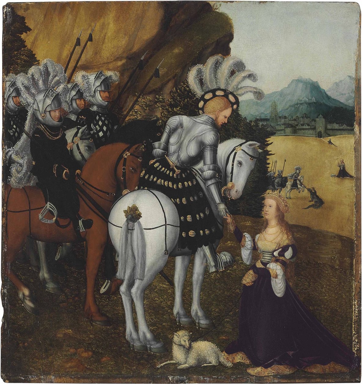 Kaiser Maximilian I. als heiliger Georg av workshop of Lucas Cranach the Elder