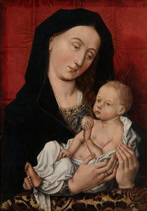 Virgin and Child (olja på panel)