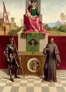 Madonna och barn mellan Franciskus och Nicasius (Castelfranco-madonnan) ca 1503-04 (olja på trä) av Giorgione