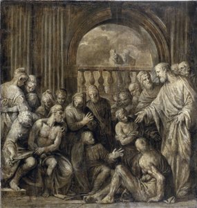 Lazarus uppståndelse (Lazarus av Betania). Målning av Paolo Veronese (1528-1588), olja på duk av Veronese