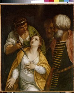 Martyren av Saint Justine (Martyren av Saint Justine). Justina av Padua (född på 300-talet-304), martyr från det antika Rom, genomborrades med ett svärd. Målning av Paolo Veronese (1528-1588), olja på duk. Italiensk konst (Venedig)