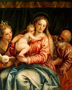 Madonna och barn, helgon och St Peter av Paolo Caliari känd som Veronese (1528-1588), olja på duk