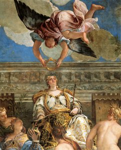 The Apotheosis of Venice av Paolo Veronese (1528-1588), fresk, detalj, Sala del Maggior Consiglio (Hall of Great Council), Palazzo Ducale, Venedig