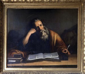 Sankt Markus skriver evangeliet - tillskrivs Veronese, kyrkan La Turbie. av Veronese
