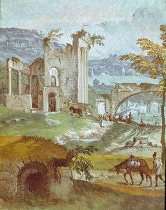 Landskap av Bacchus rum. Målning av Paolo Caliari kallad Paolo Veronese (1528-1588), cirka 1561. Fresco Maser (Treviso), Villa Barbaro, Bacchus rum