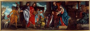 The Adoration of the Magi Målning av Paolo Caliari dit Paolo Veronese (1528-1588) 1500-talet sön. 1,34x2,94 m Lyon, Museum of Fine Arts av Veronese