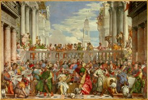 Kanas bröllop (Le nozze di Cana) (mirakel för omvandlingen av vatten till vin”” Målning av Paolo Caliari dit Paolo Veronese (1528-1588)
