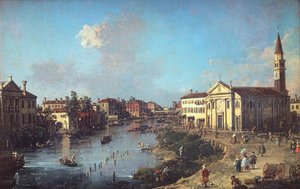 Dolo på Brenta, med kyrkan St. Rocco och Villa Zanon-Bon av Canaletto