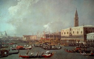 Bucentaurens återkomst till piren på Kristi himmelsfärdsdag, ca 1760, av Giovanni Antonio Canal känd som Canaletto (1697-1768), olja på duk
